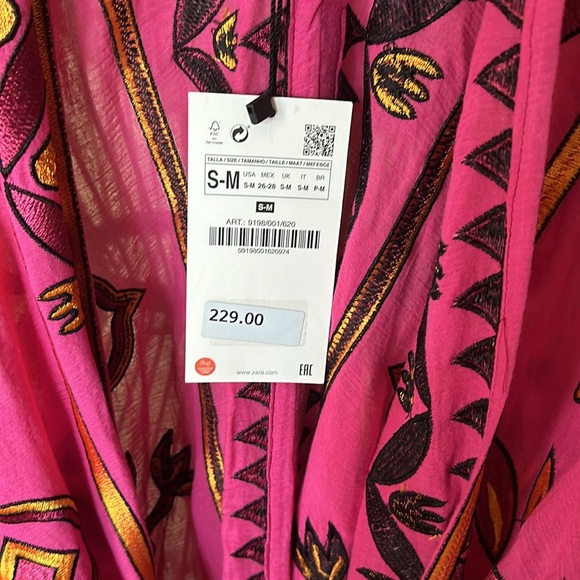 Zara kaftan embroidered cover up nwt cover up - Picture 3 of 5